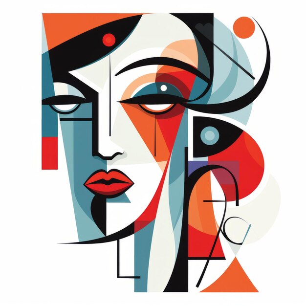 Colorful Cubist Illustration Of A Woman39s Face With Abstract Shape Motifs