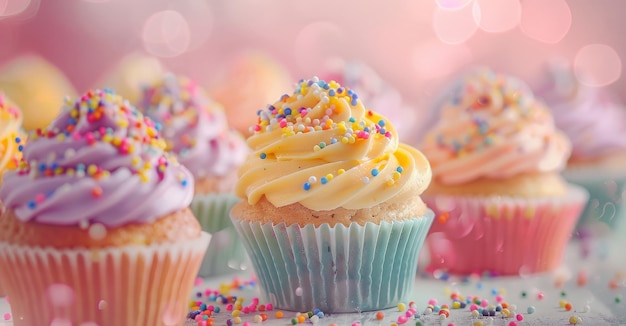 Colorful cupcakes with sprinkles