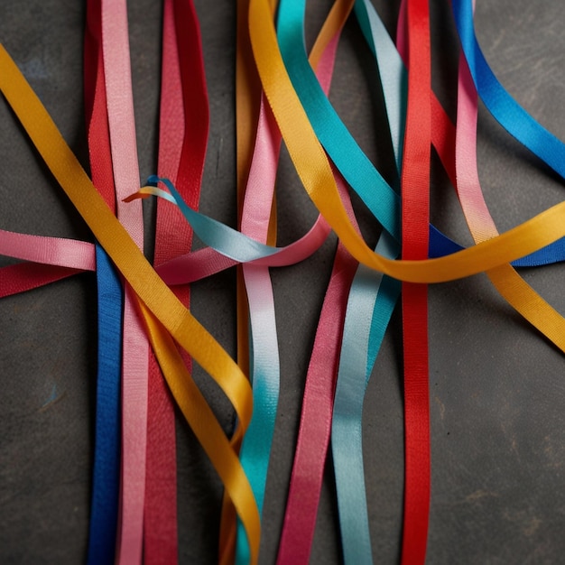 Photo colorful curled up ribbons in a box ai generated