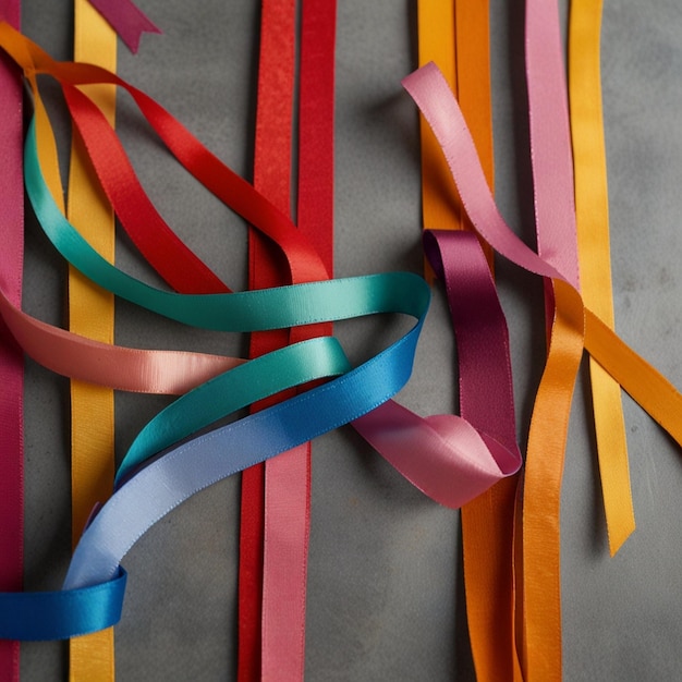 Photo colorful curled up ribbons in a box ai generated