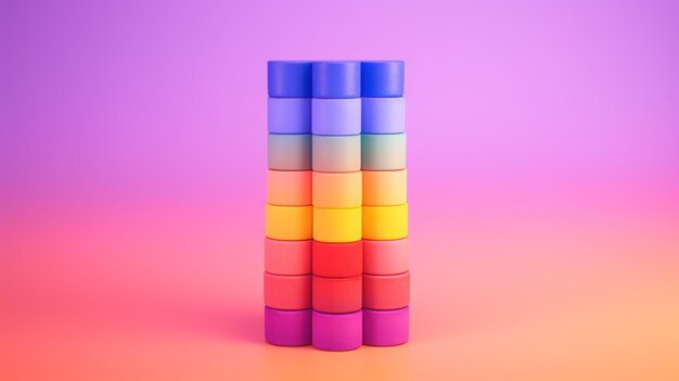 Colorful Cylinders Stacked Against a Gradient Background