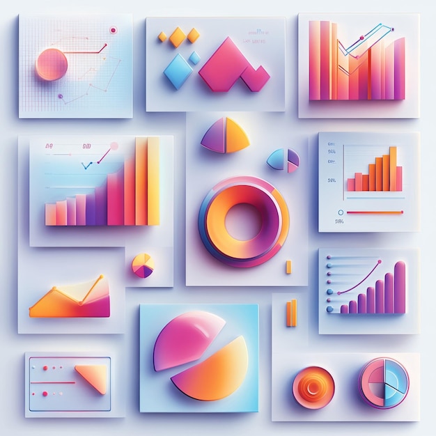 Colorful D Charts and Graphs for Business Data Visualization