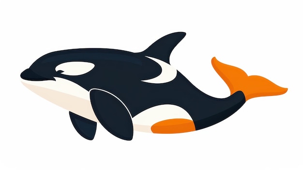 Colorful d whale orca cartoon icon