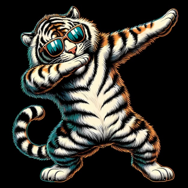 Colorful Dabbing Tiger With Sunglasses Cool Dabbing Tiger colorful Cool Dabbing Tiger Tiger Face