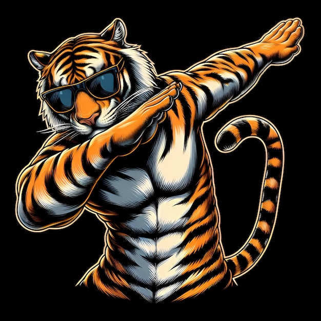 Colorful Dabbing Tiger With Sunglasses Cool Dabbing Tiger colorful Cool Dabbing Tiger Tiger Face