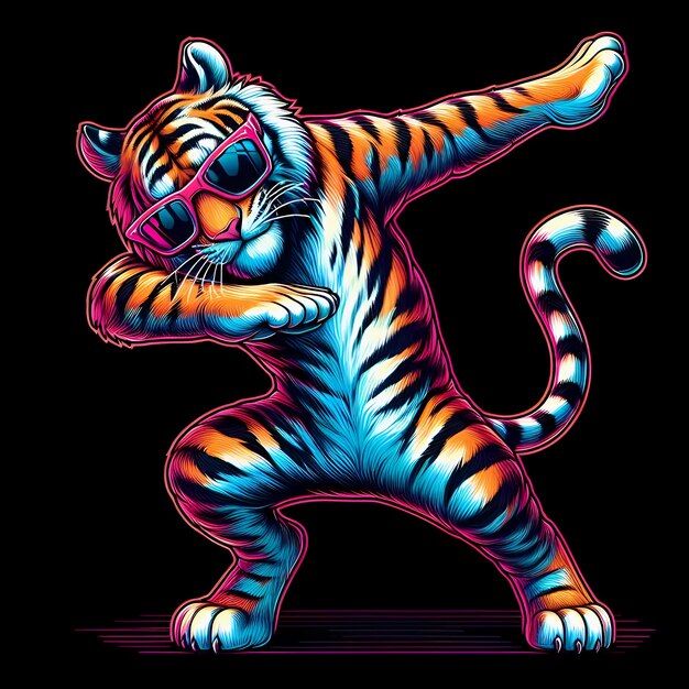 Colorful Dabbing Tiger With Sunglasses Cool Dabbing Tiger colorful Cool Dabbing Tiger Tiger Face