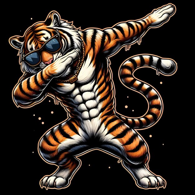 Colorful Dabbing Tiger With Sunglasses Cool Dabbing Tiger colorful Cool Dabbing Tiger Tiger Face