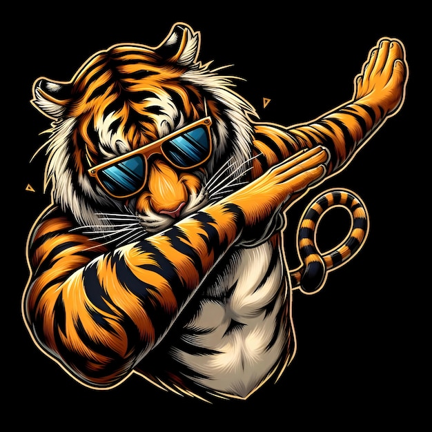 Colorful Dabbing Tiger With Sunglasses Cool Dabbing Tiger colorful Cool Dabbing Tiger Tiger Face