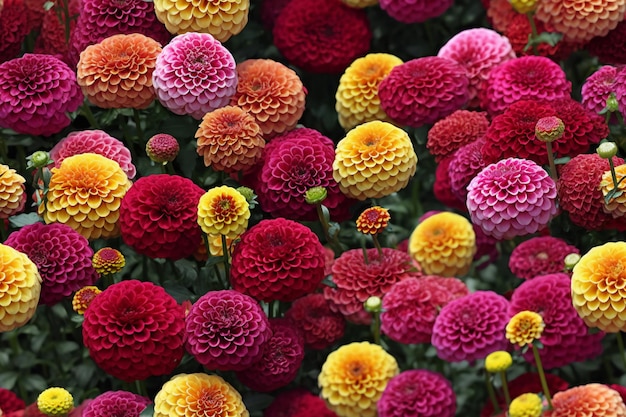 Colorful dahlia flowers in the garden Floral background