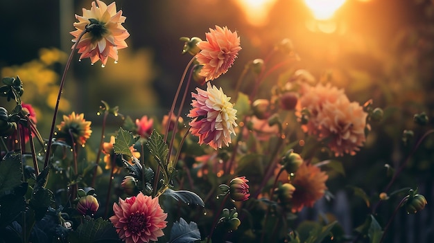 Colorful dahlia Mix Bloom for background