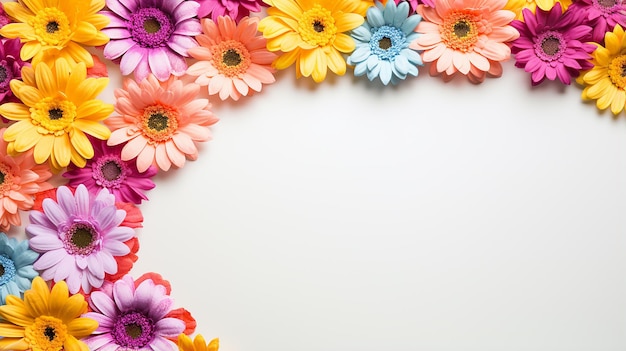 Colorful Daisies as a Frame Border Isolated