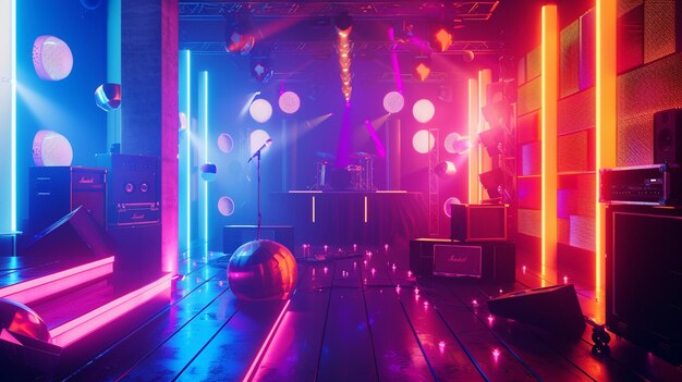 Photo colorful dance party atmosphere with empty space