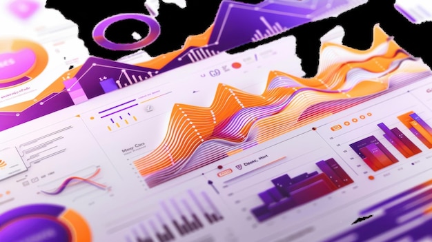 Photo colorful data visualization dashboard with dynamic graphs