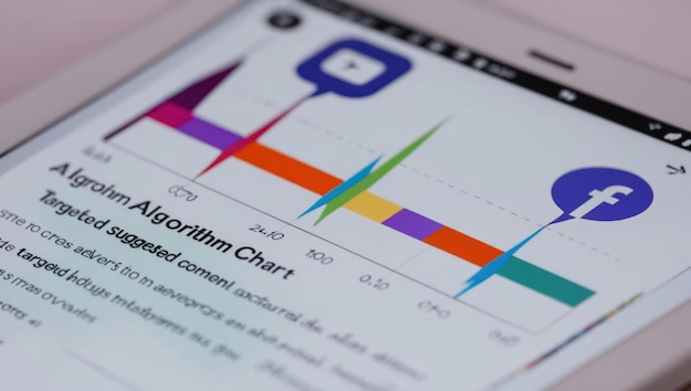 Photo colorful data visualization illustrating algorithm and media analysis