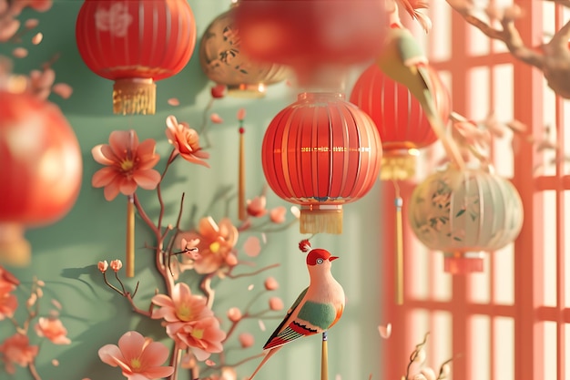 Colorful Decoration in Chinese New Year Design