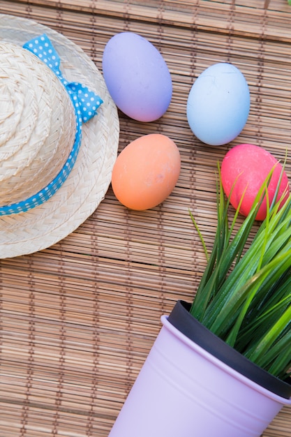 Colorful decorative egg to celebrated in Happy Easter holiday event.