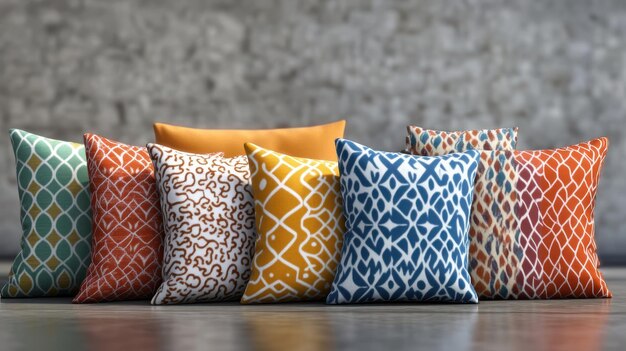 Photo colorful decorative pillows displayed on a stylish surface in modern living space