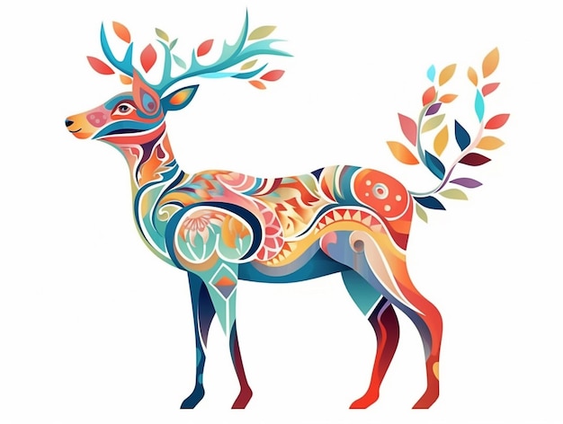 Colorful Deer with Pattern AI Generated