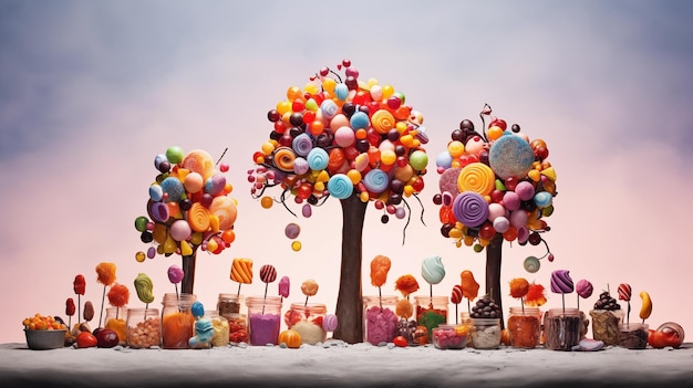 colorful delicious candy tree