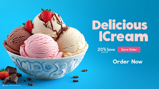 Colorful and delicious ice cream social media ads