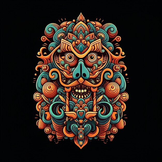 Photo a colorful design of a demons head with a beard