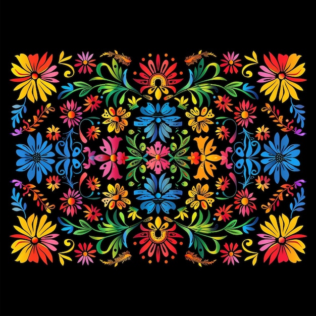 a colorful design of flowers is shown in a colorful pattern