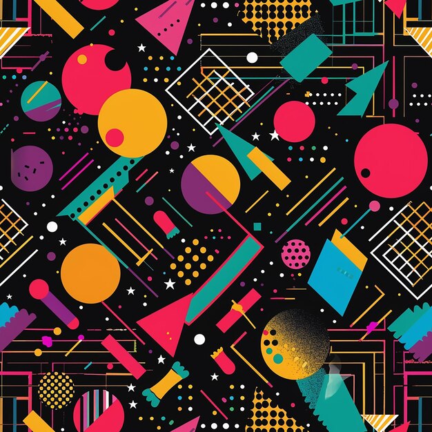 a colorful design with different colors and shapes on it