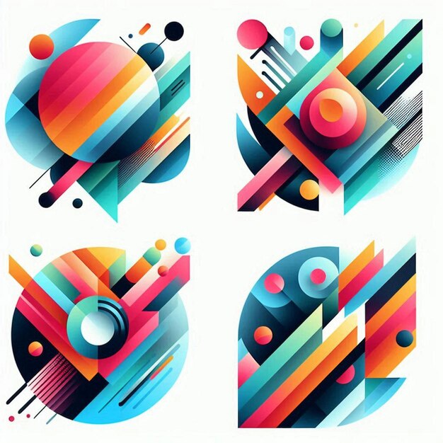 a colorful design with different colors and shapes