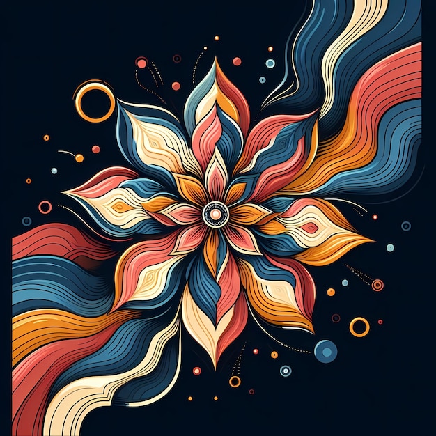 a colorful design with a flower design on it