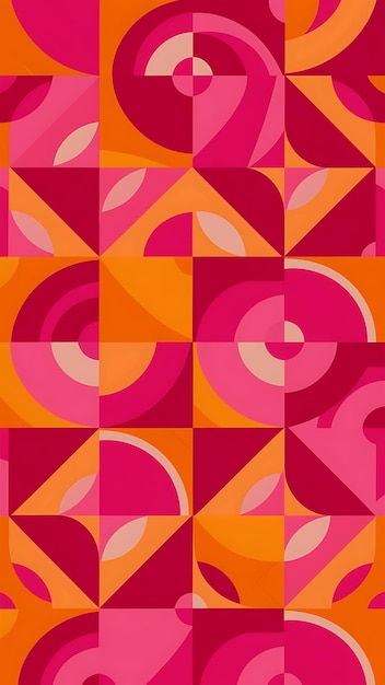 a colorful design with a pink and orange background