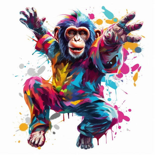 Colorful And Detailed Monkey Clipart In Dynamic Pose