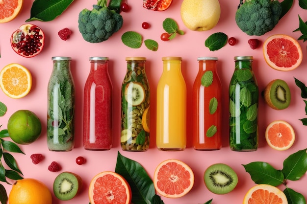 Colorful Detox Smoothies with Fresh Ingredients