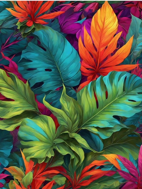 Colorful digital art background tropical plant