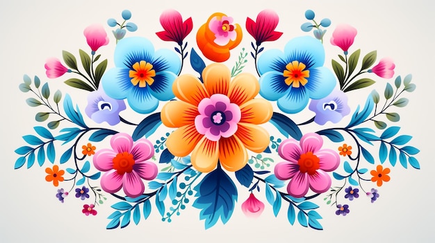 colorful digital flower pattern on white