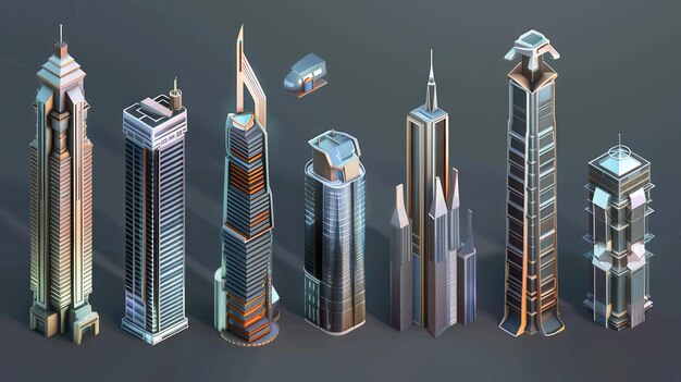 Colorful Digital Representation of Skyscrapers in a Futuristic Cityscape With Advanced Architectural