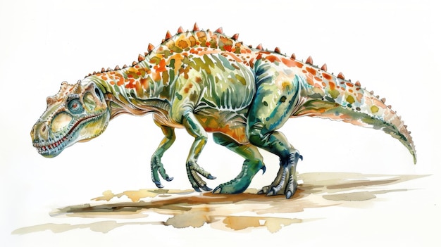 Colorful Dinosaur in Imaginative Watercolor Art