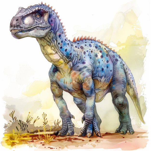 Colorful Dinosaur in Imaginative Watercolor Art