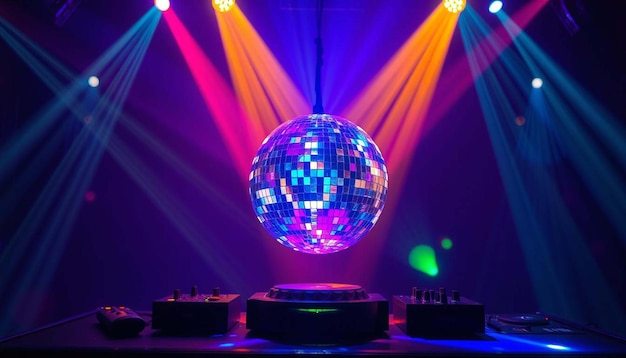 Colorful disco ball in the night Event party event