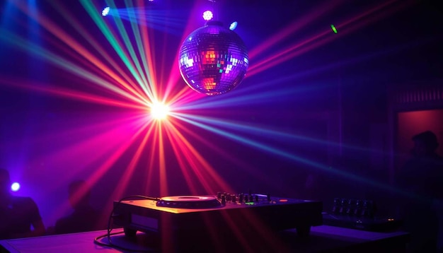 Colorful disco ball in the night Event party event