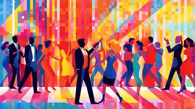 Colorful disco dancefloor poster illustration