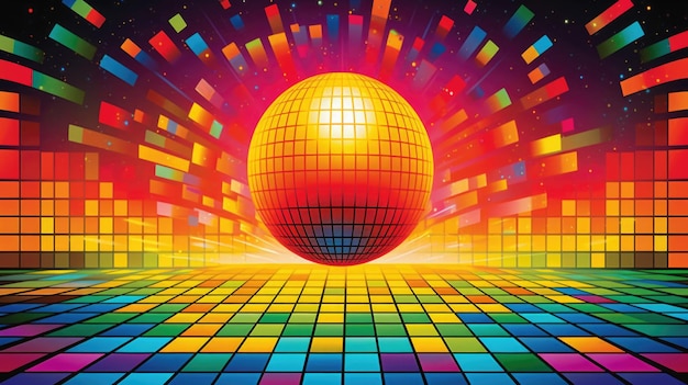 Colorful disco dancefloor poster illustration