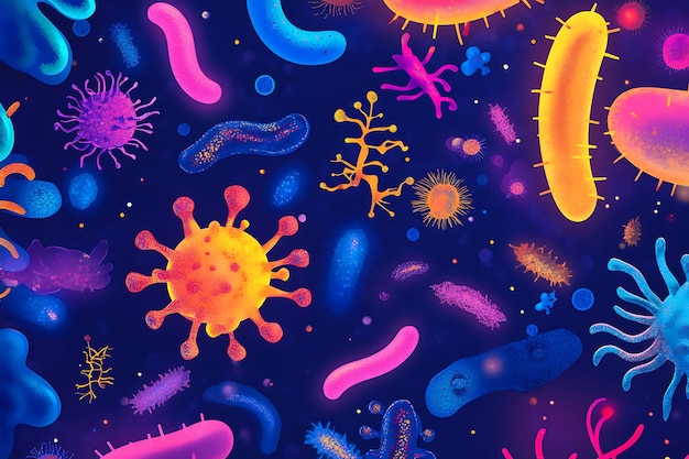 a colorful display of bacteria and bacteria