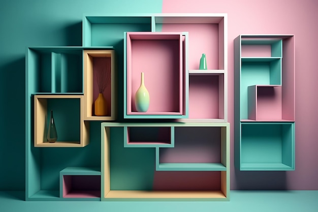 A colorful display of boxes