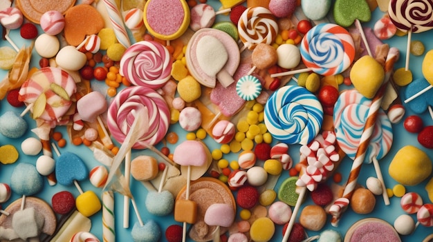 A colorful display of candy and other candies.