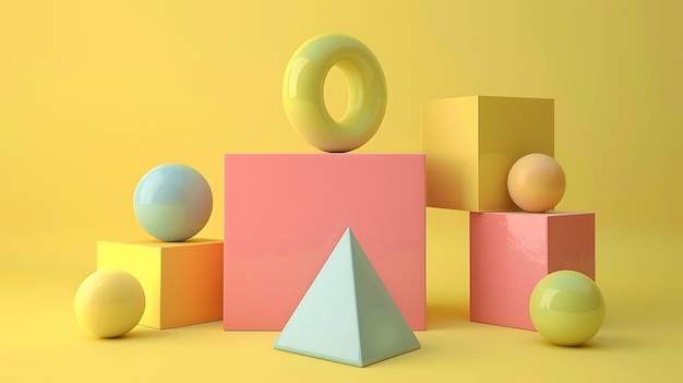 a colorful display of colorful cubes with one that has a triangle on it