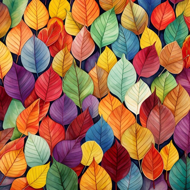 Photo a colorful display of colorful leaves with a background of them that says  autumn