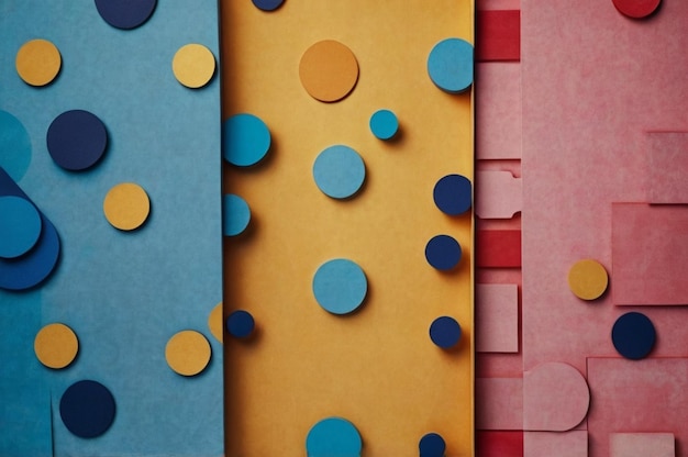 a colorful display of colorful papers with circles on them