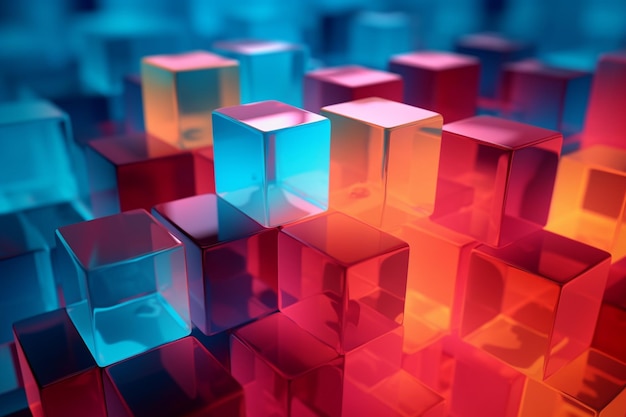 A colorful display of cubes with the word cubes on it