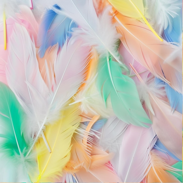 Photo a colorful display of feathers and feathers with a white background