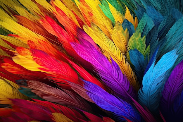 Photo a colorful display of feathers that says'rainbow'on it